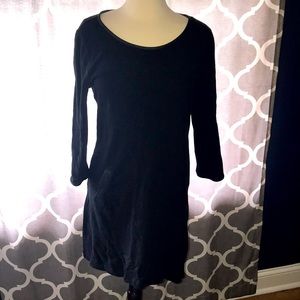Gap Black Dress with Faux Leather Trim